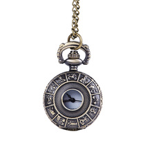 Retro trumpet embossed twelve constellation pattern pocket watch white face personality hollow 12 constellation retro pocket watch 6062