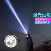 LED rechargeable super bright strong bald head light Head-mounted flashlight headband fishing lead on the search light mine lamp