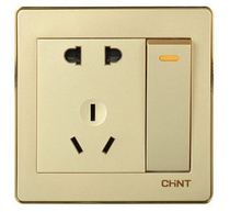 Type 86 positive Tai wall switch socket NEW6D Mirage silver double control open 5-hole power socket Champagne gold