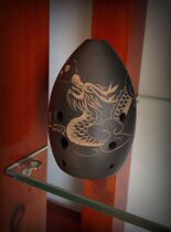 Business Home Pure Handmade Crafts Gift Ceramic Vases Day Photos of Black Tao eight-hole Pottery Musical Instrument