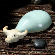 Pro-rhyme celadon boutique Ru kiln tea pet ornaments ceramic crafts Niugo kiln tea pet ceramic tea set