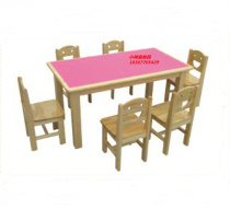 Manufacturer Direct sales Children combination table and chairs Children furniture log fire protection plate 6 table nursery school baby study table
