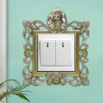 European resin animal switch sticker double Open protective cover American pastoral socket wall sticker decoration creative simple modern