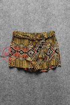 S023B 0628 personality geometric printing and dyeing comfort pure viscose high waist shorts