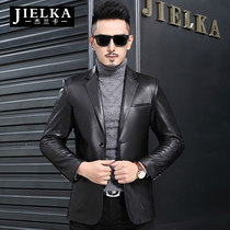 Haining leather suit men mens leather clothing mens sheep leather suit collar leather jacket mens slim suit jacket