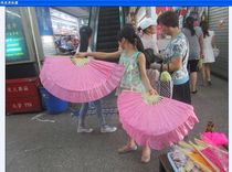 Dance fan dancing fan Yangge fan 1 foot polished fan bone double-sided monochrome light pink magnolia fan