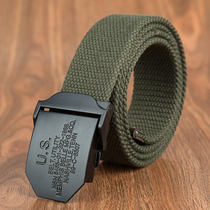 Black canvas belt men thick woven casual belt jeans with outdoor military fans tactical belt