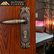 Shuangshan hardware Belvidi copper lock all copper black European and American pure copper copper door bedroom bathroom door lock