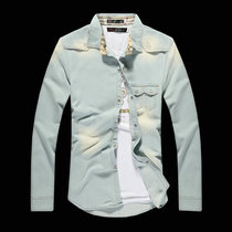 2020 Spring Dress New Denim Shirt Mens Korean Version Sashimi Casual Long Sleeve Shirt Slim Fit Jacket Summer Tide Mens Clothing