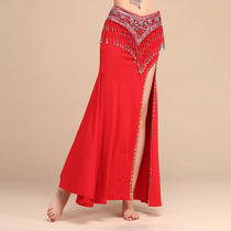 2021 new belly dance costume performance costume long skirt sexy adult split one-step skirt Indian dance performance skirt