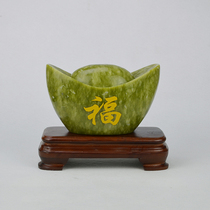 Natural jade ingot ornaments Cornucopia Gathering wealth and fortune Feng Shui and fortune Jade crafts living room decoration ornaments
