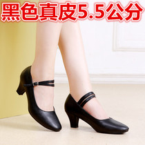 Four Seasons Genuine Leather Square Dance Shoes with Breathable Morden Dancing Shoes Rubber Softbottom National Mark Dance Shoes Female Adults