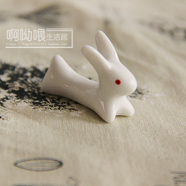 Pure white cute ceramic cartoon chopsticks holder chopsticks holder ornaments chopsticks spoon holder set accessories kitchen tableware hotel supplies