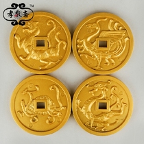 殡葬树脂金色四神牌 青龙白虎朱雀玄武 垫脚圆形金牌随葬安葬