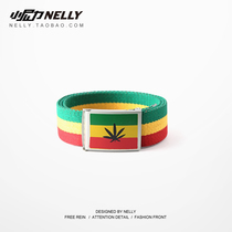 West Coast Street Vessels Jamaica Color-Flavored Canvas Belt Chao Men Die Hip Hop Leisure Belt