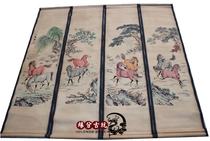 Antique calligraphy painting Chinese painting mural painting calligraphy four screen ancient painting decorative painting has been mounted Eight Juntu