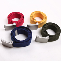 Japanese small fresh mens fashion automatic buckle canvas belt Korean version of the belt Candy color unisex couple