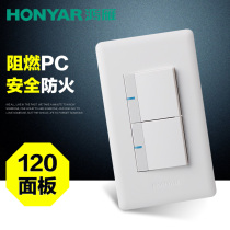 Hongyan 120 type switch socket wall panel two-open double control double control double control 2-position double two-open