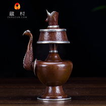 Water purification bottle Nepal handmade Buddha topping Buddha with red copper and silver-plated carved Pemba Pot Pot