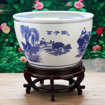 Send the base Jingdezhen ceramic fish tank Living room courtyard lucky goldfish cylinder Water lily cylinder hundred pictures