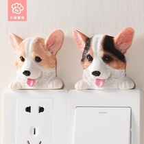 Cute Pooch Switch Patch Corky Wall Stickle Wall Trim Protective Sheath Socket Patch Power Stereo Animal Switch Sleeve