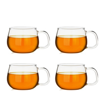 4 HIGH TEMPERATURE RESISTANT GLASS TEACUPS WITH handles TEA CUPS LARGE-capacity FLOWER TEA CUPS COFFEE CUPS LARGE CUPS 300ML