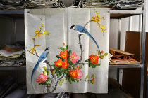 Meiqi painting academy four-foot bucket 0 7*0 7 meters fine brushwork flowers and birds pure hand-painted living room meticulum fine composition Beautiful