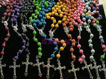 Foreign Trade Italian Rosary Rose Cross Pendant Long Necklace Colorful Sun Flower Rosary Necklace