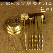 Incense Road supplies seven-piece set of pure copper incense seal stove set scented incense burner to play seal agarwood powder sandalwood stove