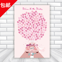 D1007 ten miles red makeup wedding celebration fingerprint sign-in tree Full Moon Birthday classmate graduation cake signature book