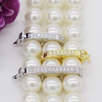 925 silver buckle sub pearl necklace clip buckle double row buckle sub three-row fixed mezzanine 4-6mm8mmdiy barrier buckle