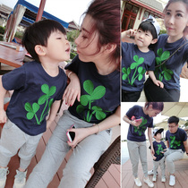 New parent-child clothing spring summer 2021 family clothing top Parent-child sweater a family of three short-sleeved T-shirt childrens clothing