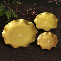 Golden Snack Dish Fruit Dried Fruits Candy Melon plate Acrylic Gold Silk Melamine Plastic Fruit Pan Bar KTV