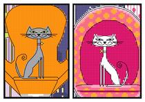 Cross stitch electronic drawing 2729 card set animal 2 cat 90W * 62H20 color PAT source file