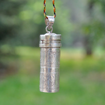 尼泊尔925纯银刻花八吉祥嘎乌盒 六字真言尕乌盒 噶乌盒 大号