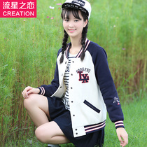Girl Korean version casual baseball jacket 2020 junior high school students long-sleeved sweater college style youth spring and autumn clothes