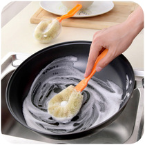 Natural non-stick pan brush with handle dish brush pot brush Non-stick hand pot brush Long handle pot brush Wire ball brush