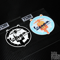 TUTU car sticker Italian VESPA CLUB Weishi brand CLUB sticker 2 color into reflective sticker