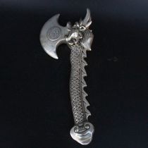 Hot selling antique antique pure copper white copper silver plated Ruyi Dragon axe ornaments home decoration crafts collection special price