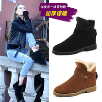 Winter new sheepskin and fur snow boots womens Martin boots short tube warm short boots womens thickened cotton boots