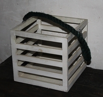 Exit Outer single Solitary White Wood Strips Hemp Rope Handle Solid Wood Basket Containing Basket American Countryside ZAKKA Wooden Basket