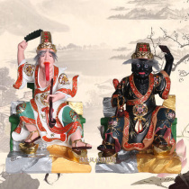 16-inch seven master eight god statue big two master Black and White Impermanence Taoist resin Dunhuang color handicraft pair price