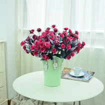 Simulation flower 7 Fork Black pole rose fake flower decoration flower office living room home decoration ornaments special offer