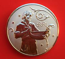Silver-plated Constellation Series Aquarius 12 Zodiac Twelve Palace Medal Coins About 33mm Russia