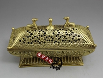 Pure copper incense burner home incense Buddhist utensils Buddhist incense burner Antique four-square sandalwood incense burner plate incense incense burner