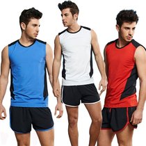 Fitness clothing mens summer tights suit Quick-drying plus size vest Gym running sportswear shorts set