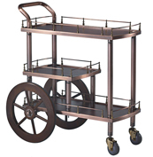 Royal wine cart Stainless steel plated bronze Hotel restaurant hand push service dining car mobile three-layer storage new