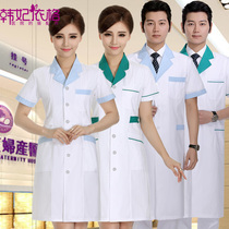 Han Fei Yge white coat beauty salon pharmacy pharmacy pharmacy waist slim nurse uniform half sleeve short sleeve summer overalls