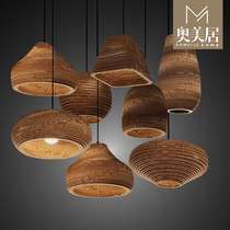 Zen chandelier shop commercial creative simple Japanese Southeast Asia paper rattan art dining hall lamp tea room art chandelier