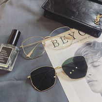 Zhu Zhengtin Tongan irregular hexagonal glasses mesh red identical metal frame ink mirror male and female sunglasses marine sheet